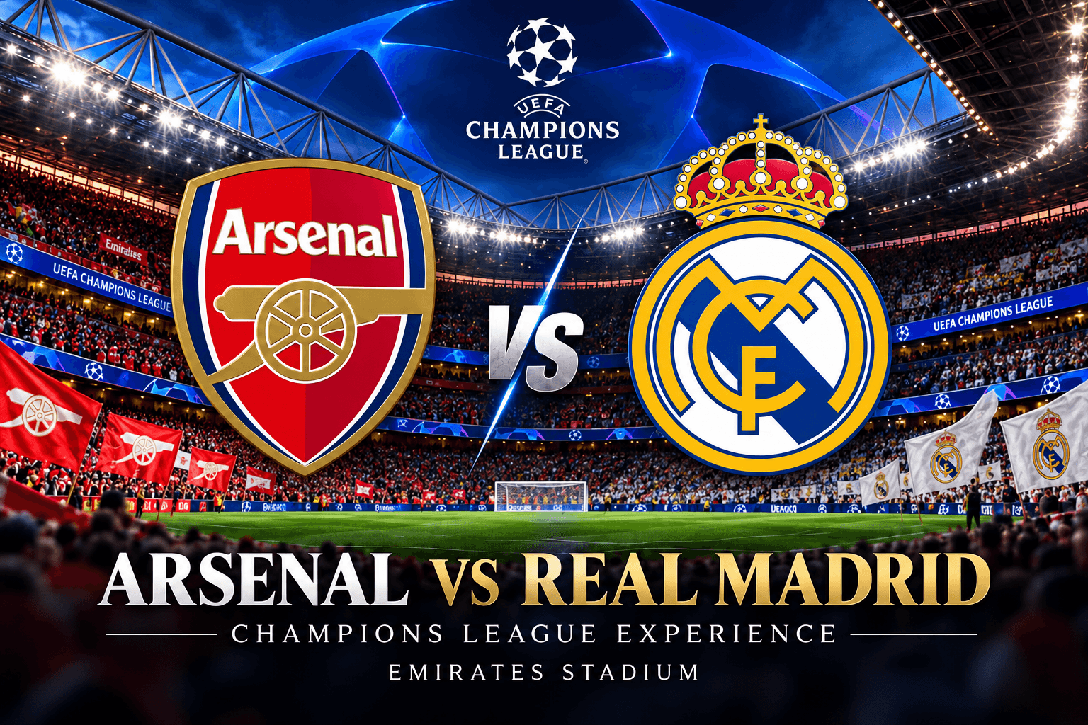 Arsenal vs Real Madrid football travel package in Emirates Stadium by Beyond The Rift Tours