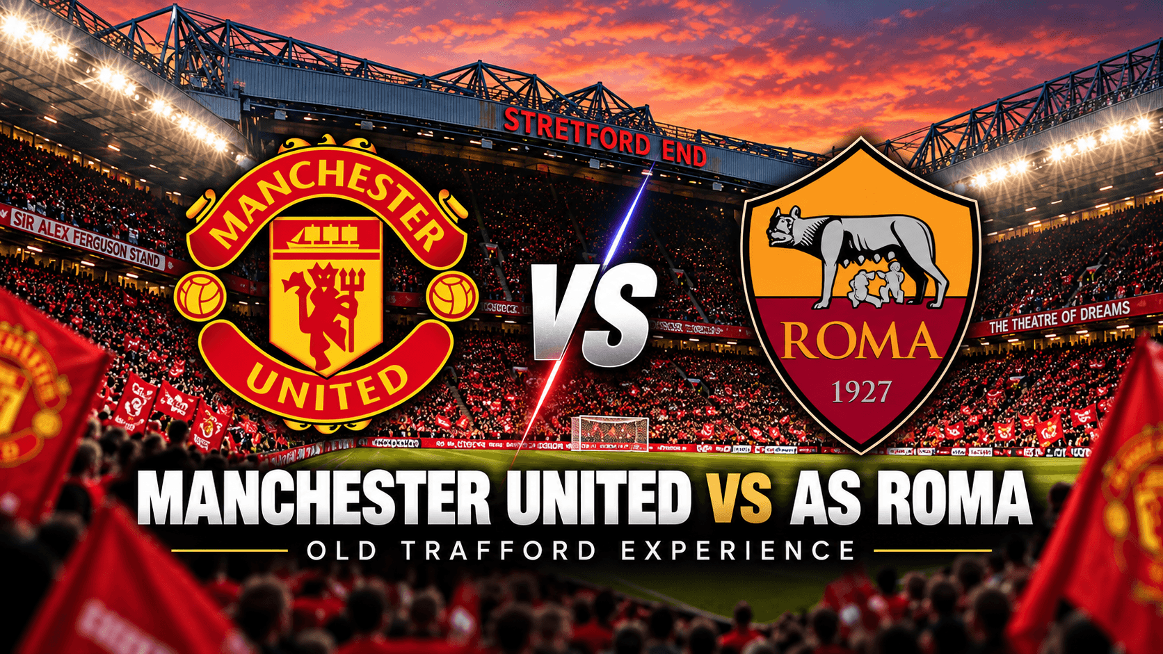 Manchester United vs AS Roma football travel package in Old Trafford by Beyond The Rift Tours